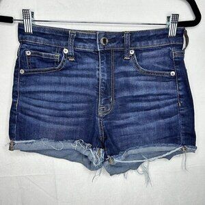 American Eagle Hi-Rise Shortie Jean Shorts Sz 6 (27x3) Denim Blue Super Stretch